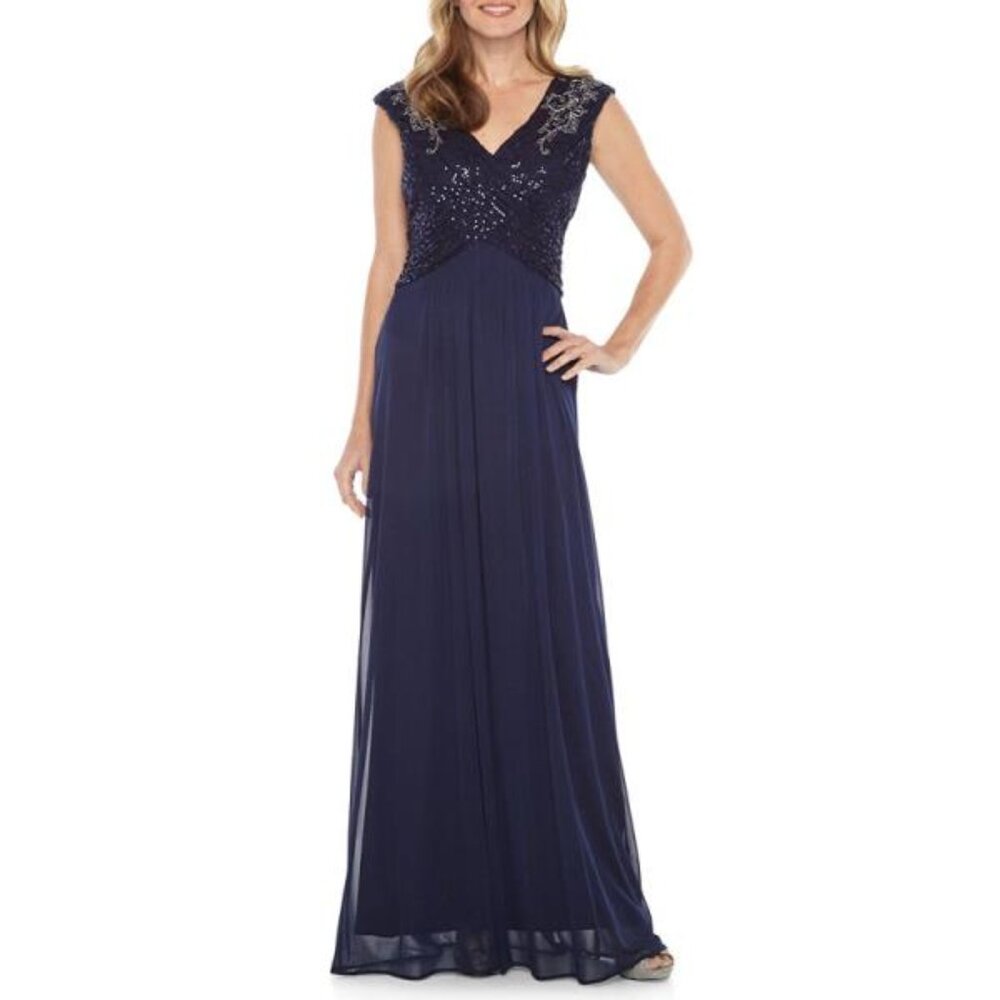 Melrose Bridal Womens Sleeveless Evening Gown in Blue New With Tags Size 12 Pre-
